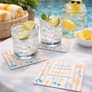 Schwangere und Poolparty am Pool Sommer Poolparty  Rechteckiger Pappuntersetzer