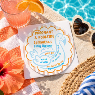 Schwangere und poolside Sommer-Poolparty-Baby-Part Einladung