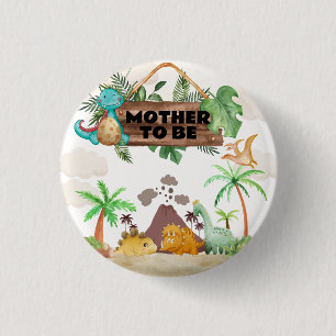 Schwangere Vulcan brütet Dinosaurier-Baby-Party Button