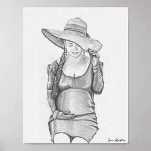 Schwangere weibliche Malerei Poster