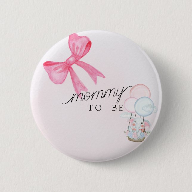 Schwangeren-Button mit rosa Schleife für Baby-Part Button (Vorderseite)