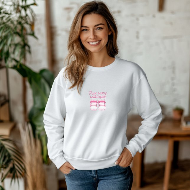 Schwangerer Muttertag hellrosa Babyschuhe Sweatshirt (Von Creator hochgeladen)