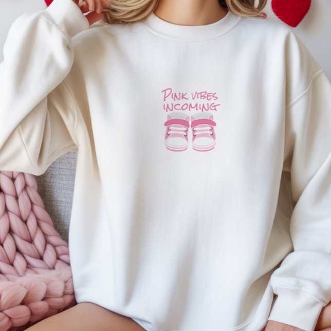 Schwangerer Muttertag hellrosa Babyschuhe Sweatshirt (Von Creator hochgeladen)