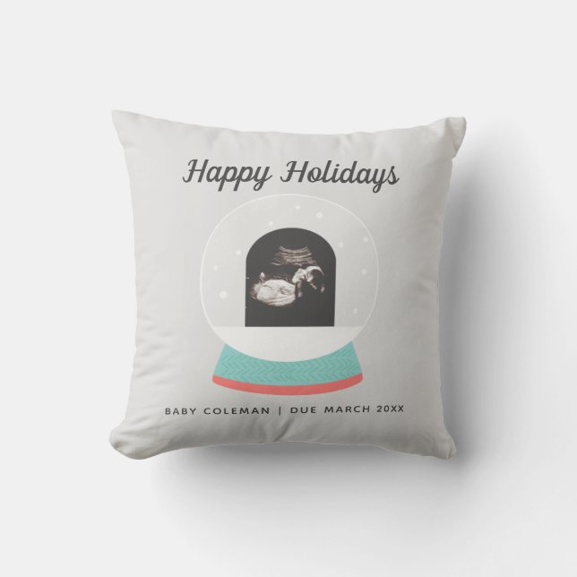 Schwangerschaft Ankündigung Baby Sonogram Snow Glo Kissen (Vorderseite)