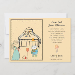 Schwangerschaft Ankündigung Wasserfarbe Peach Baby