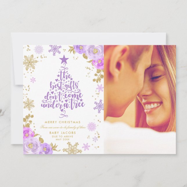Schwangerschaft Ankündigung Weihnachts Foto-Karte  (Vorderseite)