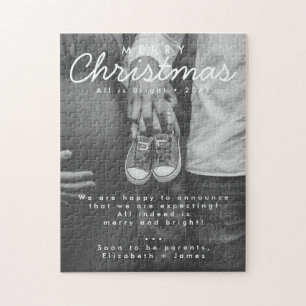 Schwangerschaft Ankündigung Weihnachts-Foto Puzzle