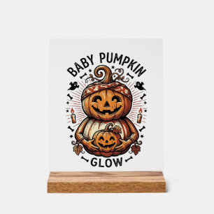 Schwangerschaft Kürbis-Shirt Vintage Halloween Bau Acrylschild
