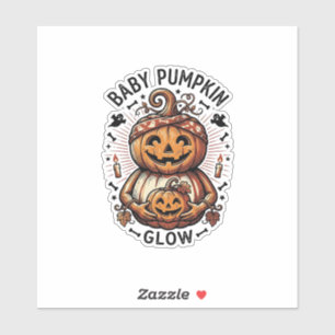 Schwangerschaft Kürbis-Shirt Vintage Halloween Bau Aufkleber