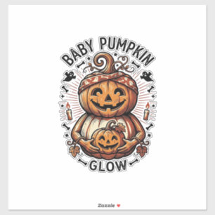 Schwangerschaft Kürbis-Shirt Vintage Halloween Bau Aufkleber