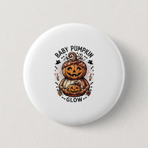 Schwangerschaft Kürbis-Shirt Vintage Halloween Bau Button