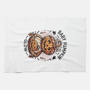 Schwangerschaft Kürbis-Shirt Vintage Halloween Bau Geschirrtuch