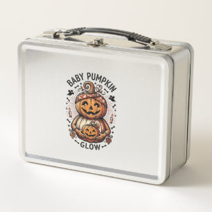 Schwangerschaft Kürbis-Shirt Vintage Halloween Bau Metall Brotdose