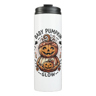 Schwangerschaft Kürbis-Shirt Vintage Halloween Bau Thermosbecher