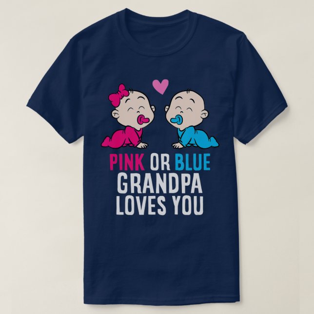 Schwangerschaft Rosa oder blaue Grandpa-Lieben T-Shirt (Design vorne)