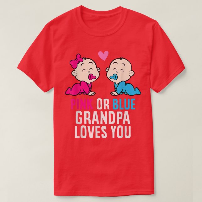 Schwangerschaft Rosa oder blaue Grandpa-Lieben T-Shirt (Design vorne)