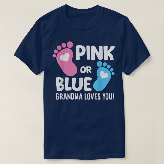 Schwangerschaft Rosa oder blaue Oma-Lieben T-Shirt (Design vorne)