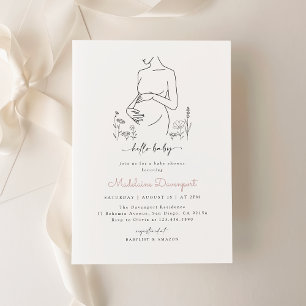 Schwangerschaft Silhouette Minimalistisch Babydusc Einladung