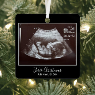 Schwangerschaft Ultrasound Foto Erster Weihnachtsf Ornament Aus Metall