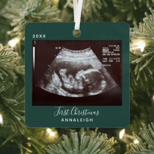 Schwangerschaft Ultrasound Foto Erster Weihnachtsf Ornament Aus Metall
