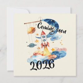 Schwangerschaft verkünden 2026 Rakete Weltraum Feiertagskarte