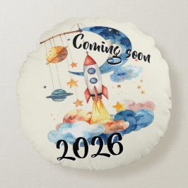 Schwangerschaft verkünden 2026 Rakete Weltraum Rundes Kissen