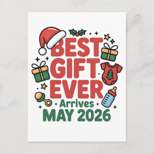 Schwangerschaft Weihnachten Bestes Geschenk überha Ankündigungspostkarte
