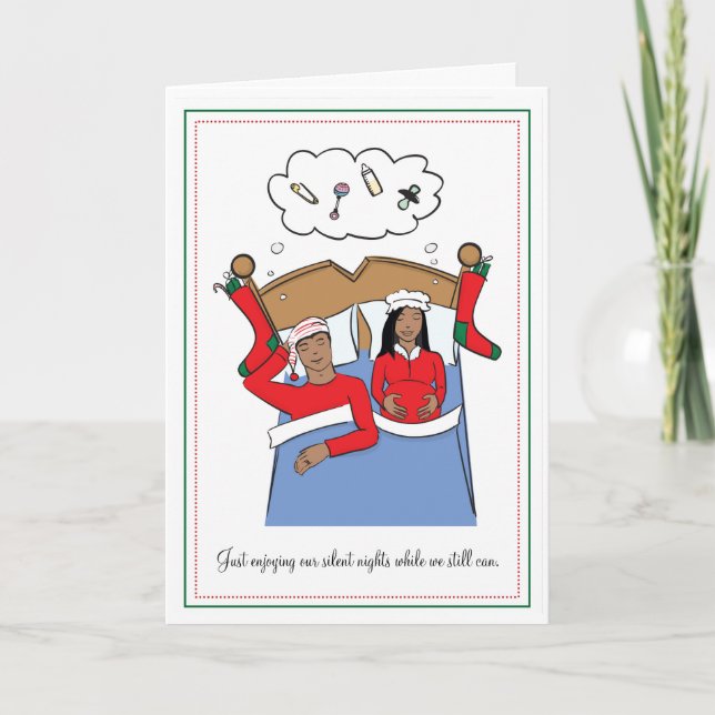 Schwangerschaft Weihnachtskarte - Afrikanischer Am Feiertagskarte (Vorderseite)