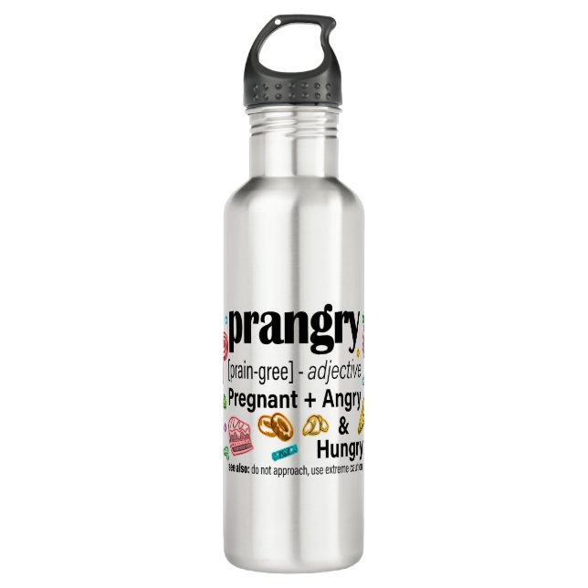 Schwangerschaft + Wut und Hunger = Prangry Edelstahlflasche (Vorderseite)