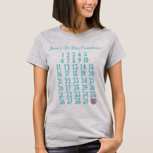 Schwangerschafts-Count-down-Mutterschaftswochen T-Shirt (Vorderseite)