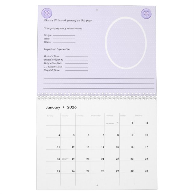 Schwangerschafts-Kalender Kalender (Jan 2026)