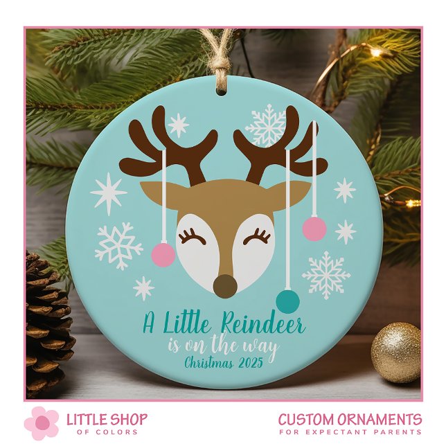 Schwangerschaftsankündigung Baby Anpassbares Foto Keramik Ornament (Von Creator hochgeladen)