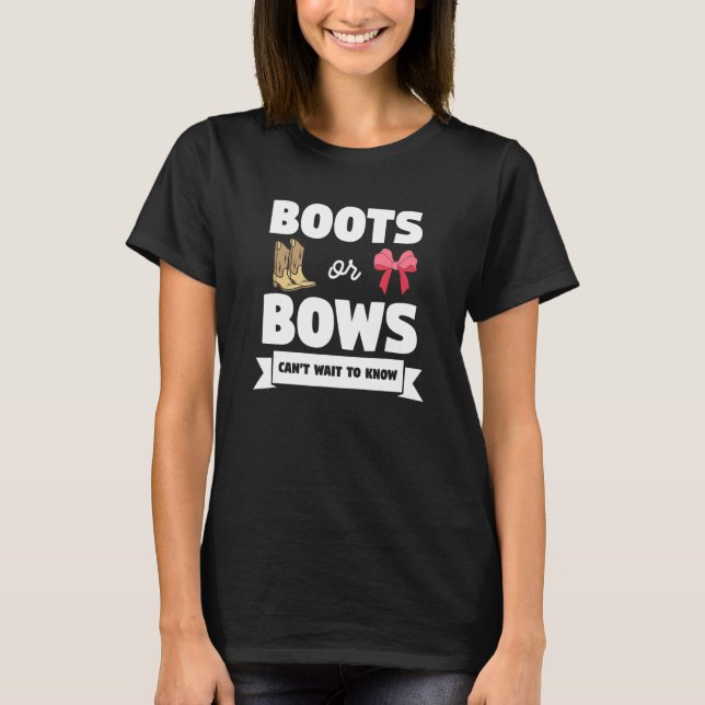 Schwangerschaftsankündigung bei Stiefeln oder Boge T-Shirt (Vorderseite)