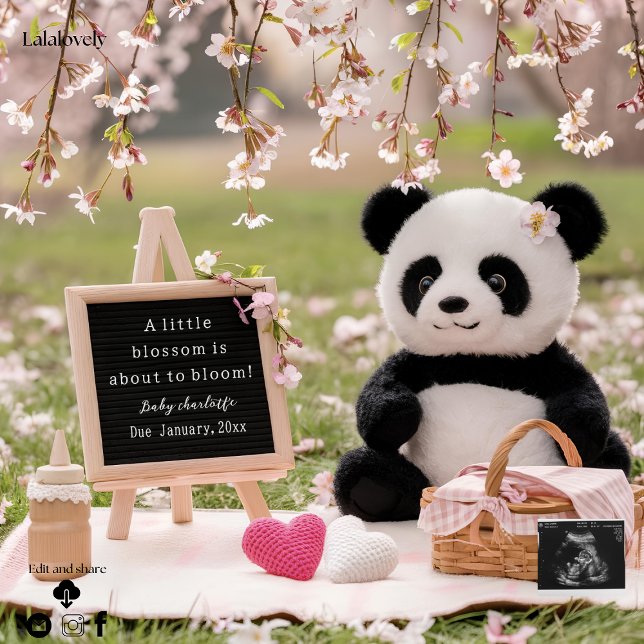 Schwangerschaftsankündigung für Panda und Blüte Feiertagskarte (Von Creator hochgeladen)