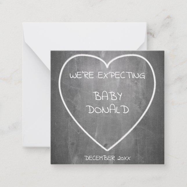 Schwangerschaftsankündigung im Chalkboard-Stil Mitteilungskarte (Vorderseite)
