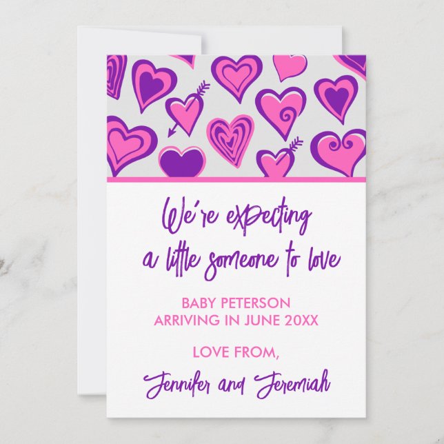 Schwangerschaftsankündigung im Valentinstag Rosa Ankündigung (Vorderseite)