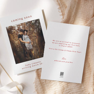 Schwangerschaftsankündigung kommt bald Weihnachtsk Feiertagskarte