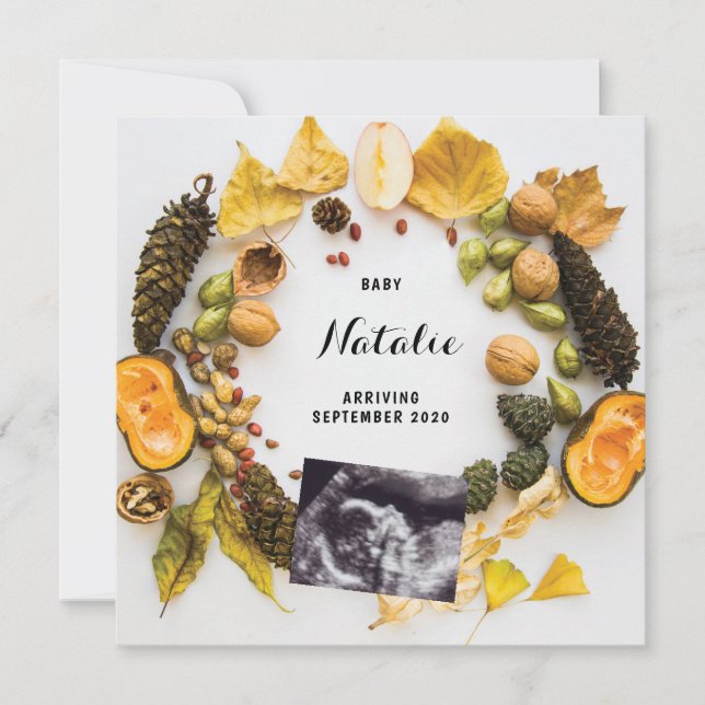 Schwangerschaftsankündigung Pumpkin Herbst Herbstb Ankündigung (Vorderseite)