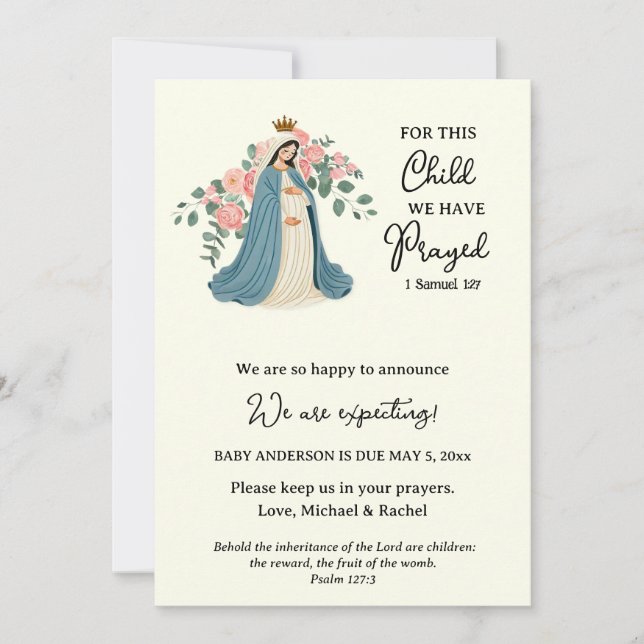 Schwangerschaftsankündigung religiöses Gebet Mitteilungskarte (Vorderseite)