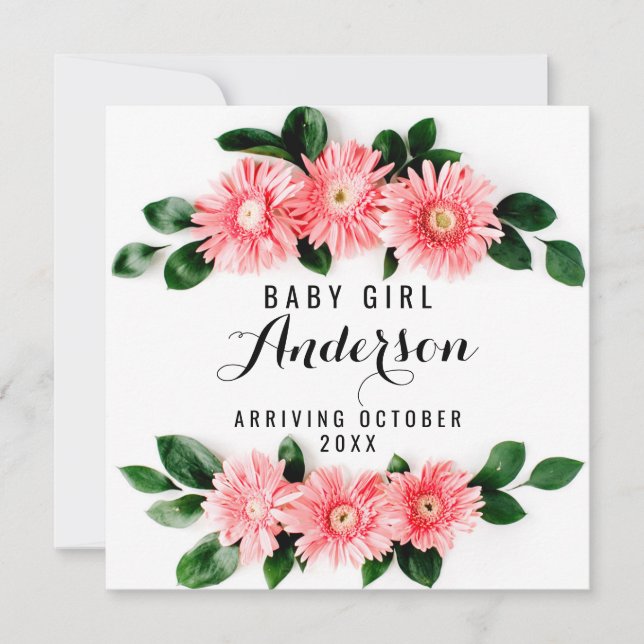 Schwangerschaftsankündigung - Rosa Gerbera Daisy Dankeskarte (Vorderseite)