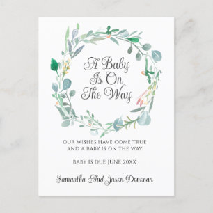 Schwangerschaftsankündigung Rosa grüner Blumenstra Ankündigungspostkarte
