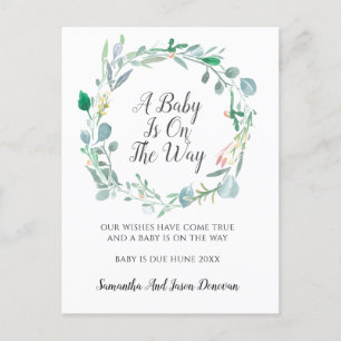 Schwangerschaftsankündigung Rosa grüner Blumenstra Ankündigungspostkarte