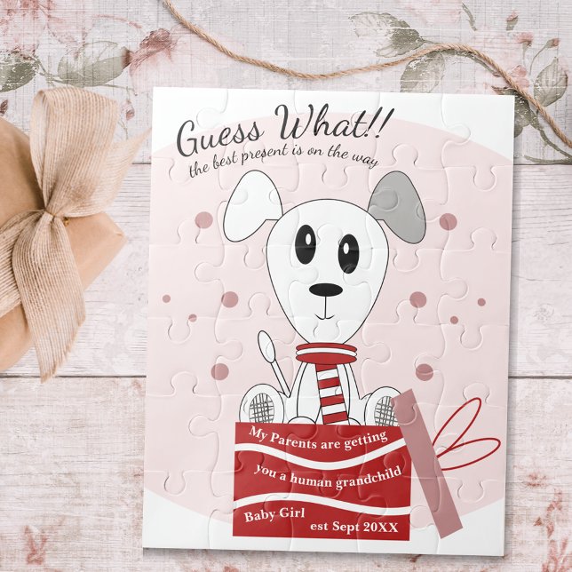 Schwangerschaftsankündigung (Rot) für Baby Girl Do Puzzle (Von Creator hochgeladen)