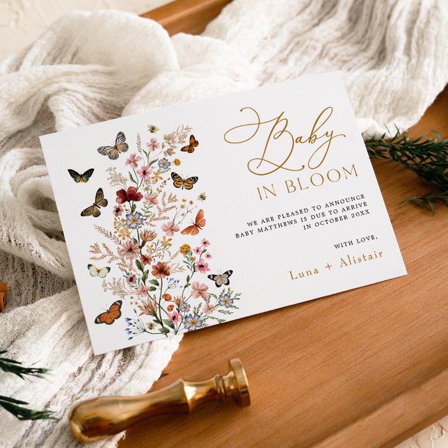 Schwangerschaftsankündigung von Baby in Bloom Wild Einladung (Von Creator hochgeladen)