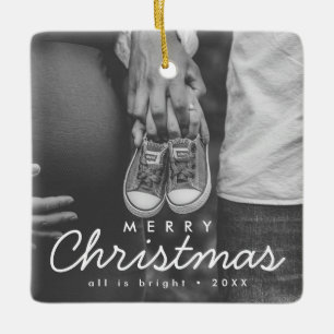 Schwangerschaftsankündigungsfoto Weihnachten Keramikornament