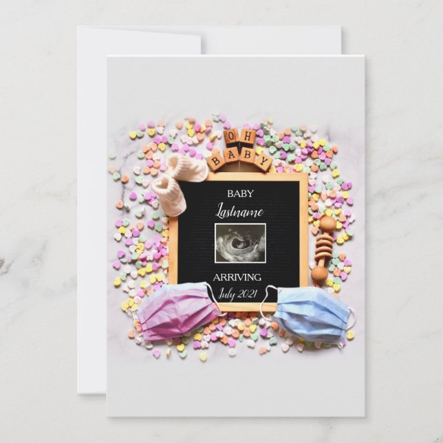 Schwangerschaftsankündigungskarte Einladung (Vorderseite)