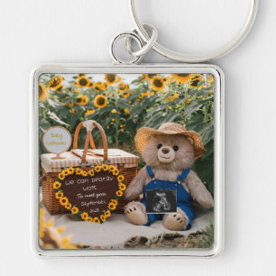 Schwangerschaftsenthüllung Sonnenblumen-Bär-Baby-A Schlüsselanhänger
