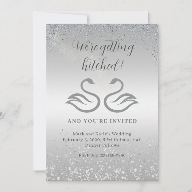 Schwanke Silhouetten in der Mitte und Rautenregen  Einladung (Vorderseite)