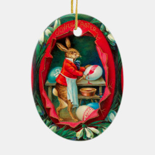 SCHWANKEN MIT RABBIT-SCHMERZEN OSTEREIER KERAMIK ORNAMENT