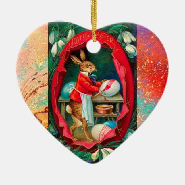 SCHWANKEN MIT RABBIT-SCHMERZEN OSTEREIER KERAMIKORNAMENT (Vorne)